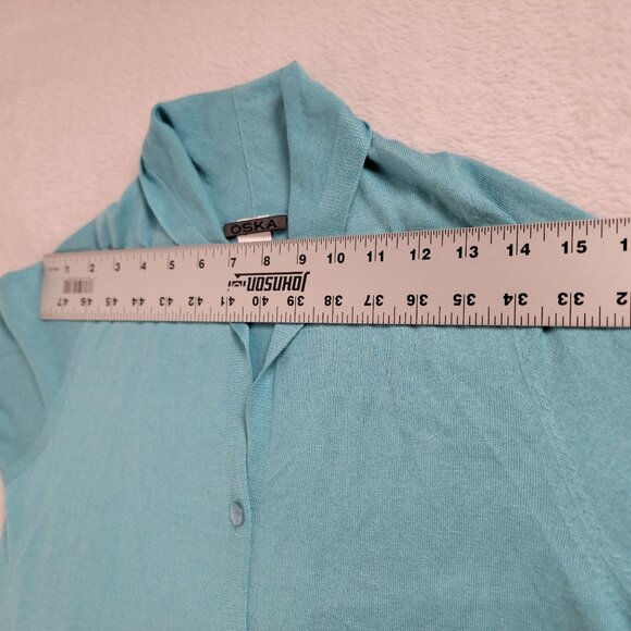 Oska Womens Button-Up Cardigan Sweater Size 1 Turquoise Silk Cashmere Blend - Picture 5 of 8